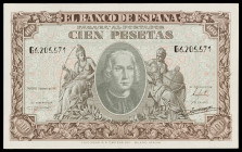 1940. 100 pesetas. (Ed. D39a) (Ed. 438a). 9 de enero, Colón. Serie G. Lavado y planchado. MBC+.