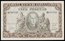 1940. 100 pesetas. (Ed. D39a) (Ed. 438a). 9 de enero, Colón. Serie H. Lavado y planchado. (EBC+).
