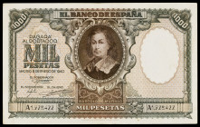 1940. 1000 pesetas. (Ed. D41) (Ed. 440). 9 de enero, Murillo. Raro. MBC-.