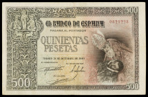 1940. 500 pesetas. (Ed. D45) (Ed. 444). 21 de octubre, Entierro del Conde Orgaz. Raro. MBC-.