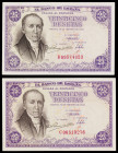1946. 25 pesetas. (Ed. D51a) (Ed. 450a). 19 de febrero, Flórez Estrada. 2 billetes, series B y C. Doblez central. EBC-/EBC.