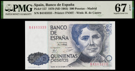 1979. 500 pesetas. (Ed. E2a) (Ed. 476a). 23 de octubre, Rosalía de Castro. Serie B. Certificado por la PMG como 67 EPQ Superb Gem Unc, nº 1911298-014....