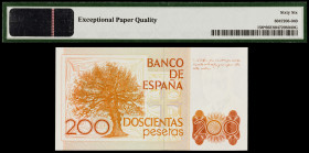 1980. 200 pesetas. (Ed. E6c) (Ed. 480b). 16 de septiembre, Clarín. Serie 9A. Certificado por la PMG como 66 Gem Uncirculated. S/C.