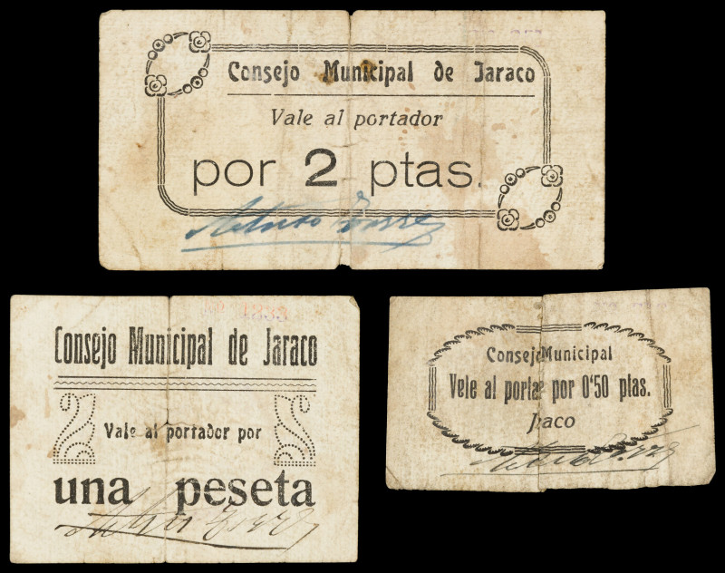 Jaraco (Valencia). Consejo Municipal. 50 céntimos, 1 y 2 pesetas. (T. 845 var a ...