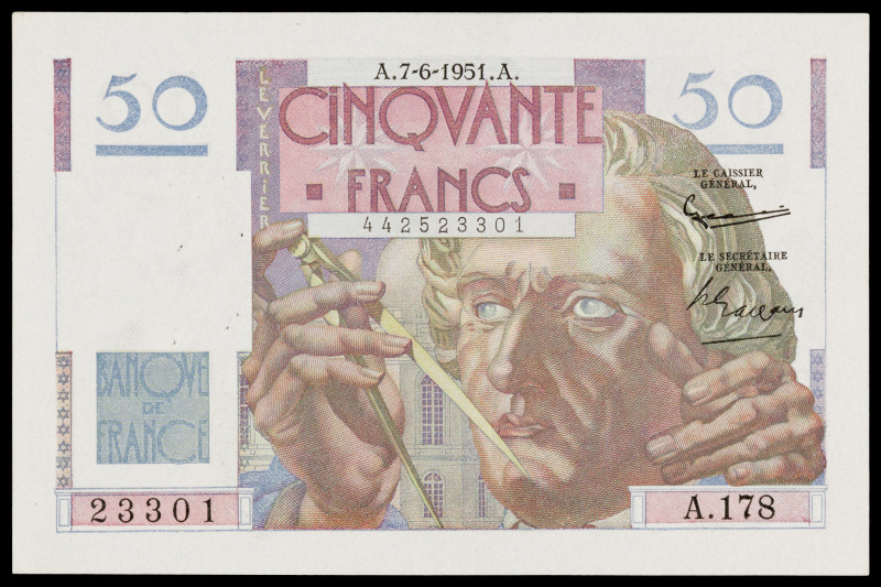 Francia. 1951. Banco de Francia. 50 francos. (Pick 127d). 7 de junio. Firmas: G....