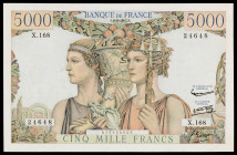 Francia. 1957. Banco de Francia. 5000 francos. (Pick 131d). 6 de junio. Firmas: G. Gouin d'Ambrieres, R. Favre-Gilly y P. Gargam. Pliegues centrales y...