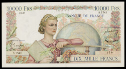 Francia. 1951. Banco de Francia. 10000 francos. (Pick 132d). 7 de junio. Firmas: J. Belin, G. Gouin d'Ambrieres y P. Gargam. Pliegues centrales, punto...