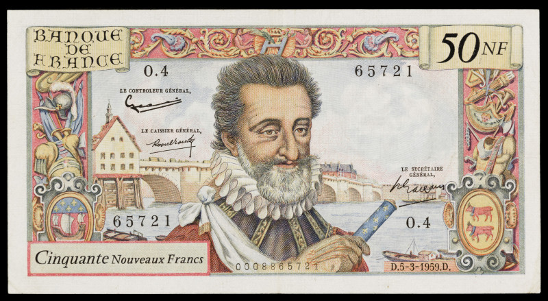 Francia. 1959. Banco de Francia. 50 francos nuevos. (Pick 143a). 5 de marzo, Enr...