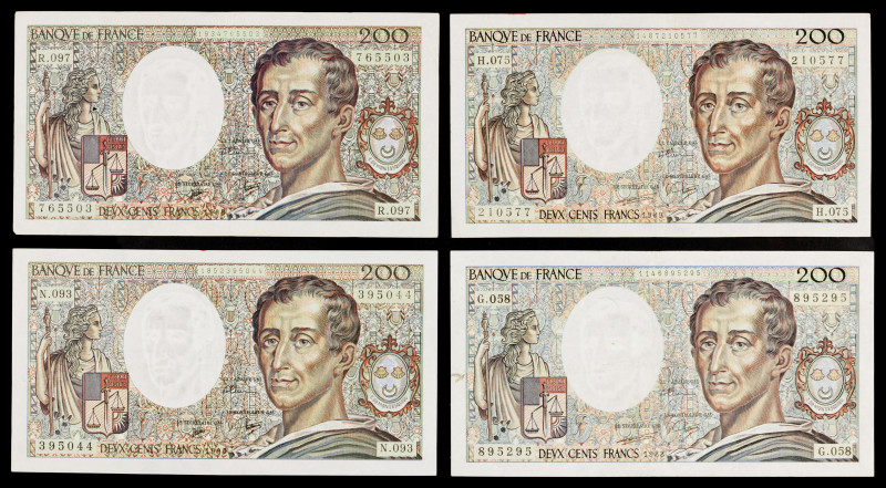 Francia. 1988 a 1990. Banco de Francia. 200 francos. (Pick 155c y 155d). Charles...