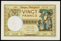 Madagascar. s/d (ca. 1937-1947). Banco de Madagascar. 20 francos. (Pick 37). MBC.