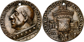 Italia. s/d (hacia 1495). A Rodrigo Borgia, Papa Alejandro VI. Medalla. (CNORP nº 167). Grabador: Anónimo. Perforación. Anverso retocado. Bella. Rara....