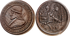 s/d (hacia 1452). Federico III, emperador del Sacro Imperio Romano Germánico. Ficha de madera. (Himmelheber 160). ¿Probable ficha de juego de época - ...