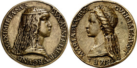 s/d (hacia 1477). Maximiliano I. Primer matrimonio de Maximiliano I y María de Borgoña. Medalla. (Armand II p. 80, nº 3) (Hill p. 216, nº 830) (Van Mi...