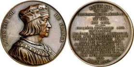 Francia. 1515. Luis XII. Memento del 57º rey de Francia. Medalla. (Collignon 1564). Grabador: A. A. Caqué. Acuñada en 1836. Pieza perteneciente a la s...