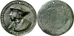 1522. Fernando I. Retrato de Fernando de Habsburgo. Medalla. Unifaz. Perforación. Escasa. Bronce fundido. 38,37 g. Ø52 mm. EBC-.