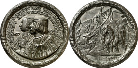 1522. Fernando I. Matrimonio de Fernando de Habsburgo, archiduque de Austria y Ana Jaguellón, princesa de Hungría. Medalla. Grabador: posiblemente atr...