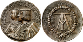1523. Fernando I. Matrimonio de Fernando de Habsburgo, archiduque de Austria y Ana Jaguellón, princesa de Hungría. Medalla. (Museo del Prado, nº inv.:...