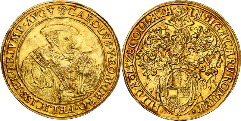 Alemania. 1528. Carlos I. Hildesheim. 5 goldgulden (5 florines de oro). (Fr. 131...
