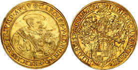 Alemania. 1528. Carlos I. Hildesheim. 5 goldgulden (5 florines de oro). (Fr. 1310) (V.Q. 13502). Grabador: Obra de M. Weber (1614 -1622 maestro de cec...