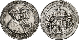 Alemania. 1531. Federico III y Maximiliano I. Medalla. (Van Mieris I s. 188-2 y nº 556, var peso). Anilla eliminada. Fundición antigua pero posterior....