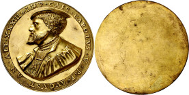 Alemania. 1533. Carlos I. Nuremberg. Retrato de Carlos I. Medallón. (Bernhart 41). Grabador: M. Gebel. Unifaz. Bella. Muy rara. Bronce dorado. 448,70 ...