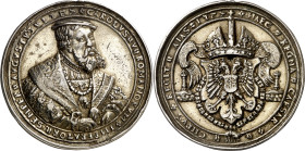 Alemania. 1537. Carlos I. Retrato del emperador. Medalla. (Bernhart 132 sim) (Habich II p. 266, nº 1863) (RAH. 15). Grabador: atribuida a K. Osterer o...