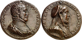 s/d (hacia 1539). Carlos I. A Octavio II de Parma y Margarita de Austria. Medalla. (Alvárez Ossorio p. 146, nº 221) (Armand I p. 290, nº 1). Grabador:...