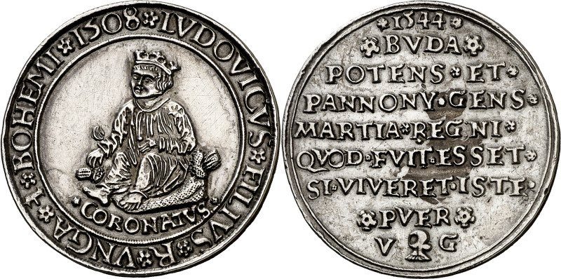Hungría. 1544. Vladislao II. Coronación de Luis, hijo del rey de Hungría. Medall...