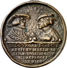 Bélgica. 1546. Carlos I. Flandes. Luis II y María de Hungría. Conmemoración del XX Aniversario de la muerte del rey en la Batalla de Mohács. Medalla. ...