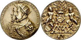 Alemania. s/d (hacia 1548). Fernando I. Kremnitz. Matrimonio de Maximiliano II y María de Austria. Medalla. (Habich I p.211, nº 1490). Grabador: J. De...