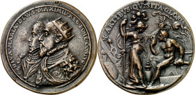 Alemania. s/d (hacia 1548). Fernando I. Matrimonio de Maximiliano II y María de Austria. Medalla. (Armand II p. 237, nº 8 anv. var módulo). Perforació...