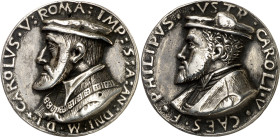Alemania. 1550. Carlos I. Estancia en Augsburgo. Medalla. (Bernhart 50.2) (Habich I/1 nº 792). Grabador: Atribuida a H. Kels, de Augsburgo. Agujero de...