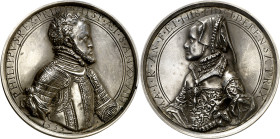 1555. Felipe II. Matrimonio de Felipe II y María I de Inglaterra. Medalla. (Amorós 47) (Eimer 32) (Ha. 3) (Van Loon I p. 4, nº 2 sim) (Vanhoudt Med. 1...