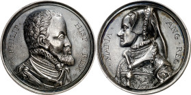 s/d (hacia 1555). Felipe II. Matrimonio de Felipe II y María I de Inglaterra. Medalla. Leyendas incisas en anverso y reverso. Fundición posterior. Pro...