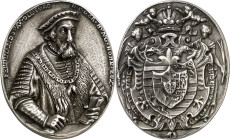 s/d (hacia 1558). Fernando I. Fernando I, emperador del Sacro Imperio Romano Germánico. Medalla. Grabador: J. Deschler. Golpecitos. Bella. Muy rara. P...