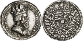 s/d (hacia 1558). Fernando I. Joachimstal (Bohemia). Fernando I, emperador del Sacro Imperio Romano Germánico. Medalla. Grabador: N. Milicz. Perforaci...