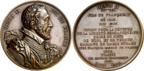 Francia. 1559. Enrique II de Francia. Al rey Enrique II. Medalla. (Collignon 1566). Grabador: A. A. Caqué. Acuñada y fechada en 1836. Pertenece a la s...
