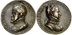 s/d (hacia 1560). Felipe II. Conmemoración del matrimonio de Felipe II con Isabel de Valois, tercera esposa. Medalla. (Álvarez Ossorio p. 153, nº 32) ...