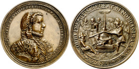 1566. Felipe II. Margarita de Parma. El león belga exprimido. Medalla. (V.Q. 13634) (Van Loon I p. 74) (Vanhoudt Med. 1566-1). Posible obra del s. XVI...