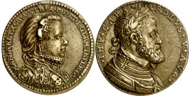 s/d (hacia 1567). Margarita de Parma Medalla. Repasada a buril. Escasa. Bronce fundido dorado. 13,23 g. Ø32 mm. MBC+.