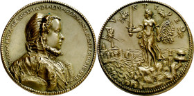 s/d (hacia 1567). Felipe II. Margarita de Parma. Su resolución heroica e indulgencia con los confederados. Medalla. (V.Q. 13642 var) (Van Loon I p. 86...