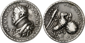 1568. Maximiliano II. Medalla. (Álvarez Ossorio pp. 185-186 sim) (Museo del Prado nº inv. O001022 sim). Grabador: A. Abondio. Posible anilla eliminada...