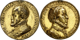 1570. Felipe II. Matrimonio de Felipe II con Ana de Austria, su cuarta esposa. Medalla. (Álvarez Ossorio p. 154, nº 231) (Armand I p. 240, nº 13) (Can...