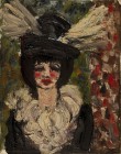 LEOPOLD HAEFLIGER
Luzern 1929-1989 Luzern

Portrait einer Dame mit schwarzem Hut und Federboa

Oben rechts signiert "L. Haefliger".
Öl auf Lwd., auf K...