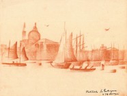 *
ROBERTO MARCELLO IRAS BALDESSARI
Innsbruck 1894-1965 Rom

"petriella (?) Sa Bolegna (?) ...Venezia"

Unten rechts bezeichnet.
Rötel, 17,5 x 23,2 cm
...