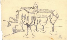 *
ROBERTO MARCELLO IRAS BALDESSARI
Innsbruck 1894-1965 Rom

Blick auf ein Dorf mit Bäumen im Vordergrund

Unten rechts monogrammiert "RMB".
Schwarze K...