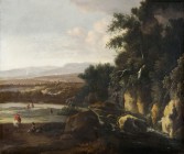 HOLLÄNDISCHER KÜNSTLER 17. JH.

Landschaft mit Fluss und Figurenstaffage

Öl auf Lwd., doubliert, 64,5 x 78 cm, Retouchen