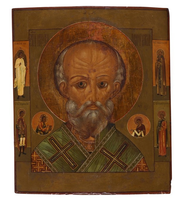 RUSSISCHE SCHULE 18. JH.

Hl. Nikolaus

Der Heilige wird flankiert von Maria und...