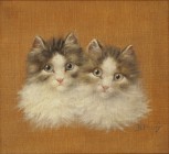 BURKHARD FLURY GENANNT KATZEN - FLURY
Hofstetten 1862-1928 Birsfelden

Zwei Katzenköpfe

Unten rechts signiert "B. Flury".
Öl auf Lwd., 22 x 25 cm