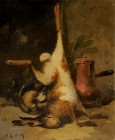 *
H. AUBERT
Französische Schule um 1900

Jagdstillleben mit totem Hasen

Links unten signiert "H. Aubert".
Öl auf Lwd., 65 x 54 cm, ungerahmt